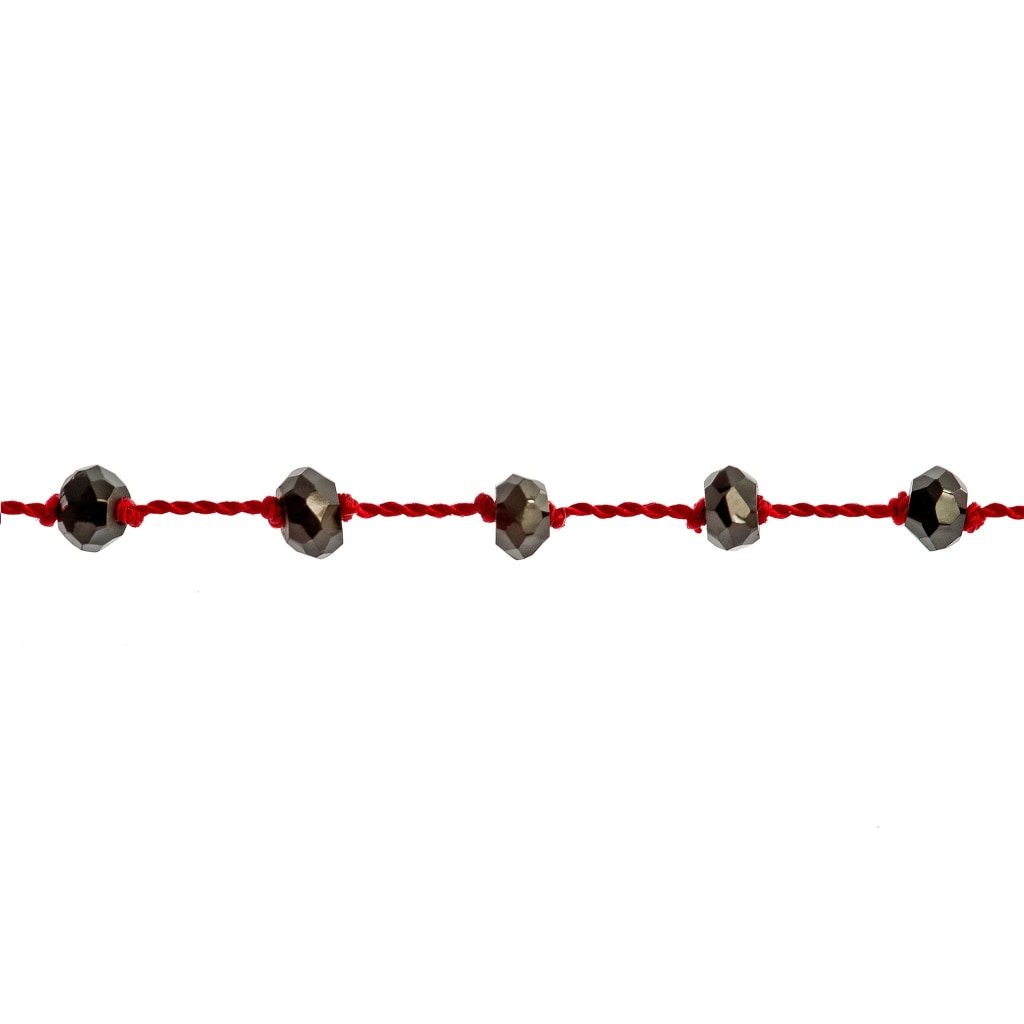 Black Spinel "Diamond Polish" Rosary Style Short Necklace with Dark Red Thread - Spirito Rosa | Βραβευμένα Κοσμήματα σε Απίστευτες Τιμές