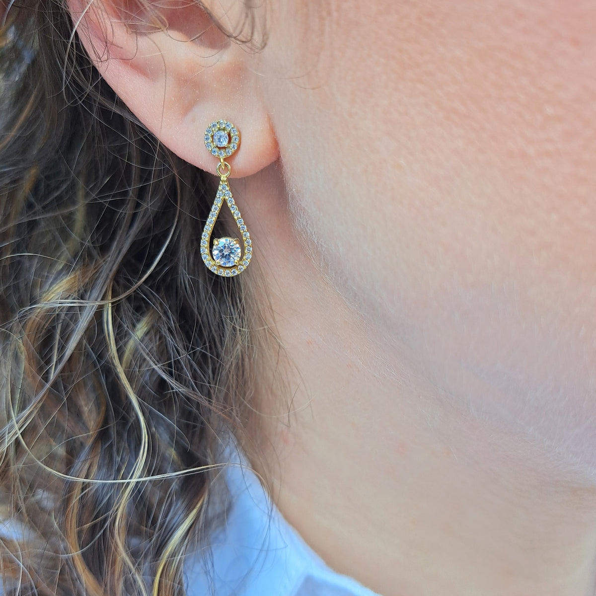 Vernus | Tulip Earrings | White CZ | Gold Plated 925 Silver