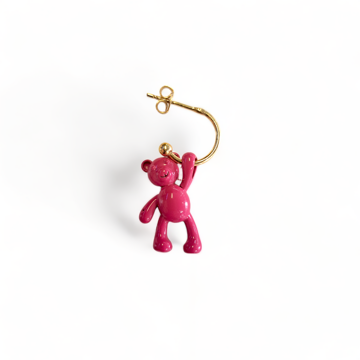 Signature | Cool Kids | Fuchsia Bear Earring | GPS 925 &amp; Brass