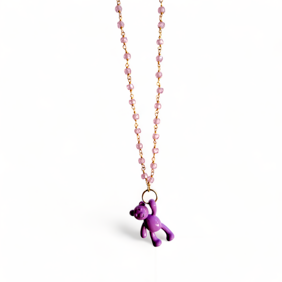 Signature | Cool Kids | Purple Bear Necklace | Pink Quartz | GPS 925 &amp; Brass