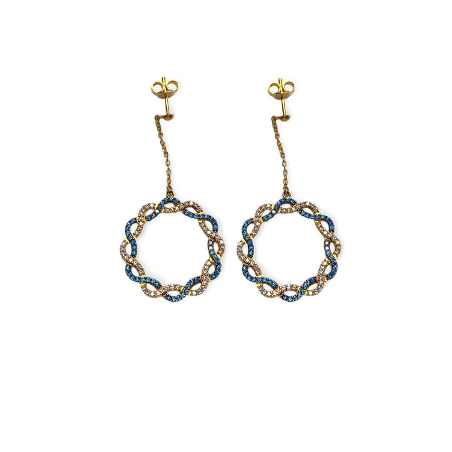 Vernus | Wakada Earrings | White &amp; Blue CZ | Gold Plating 925 Silver