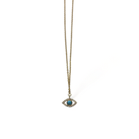 Vernus | Shiny Mati Necklace | Turquoise & White Cz | Gold Plated 925 Silver