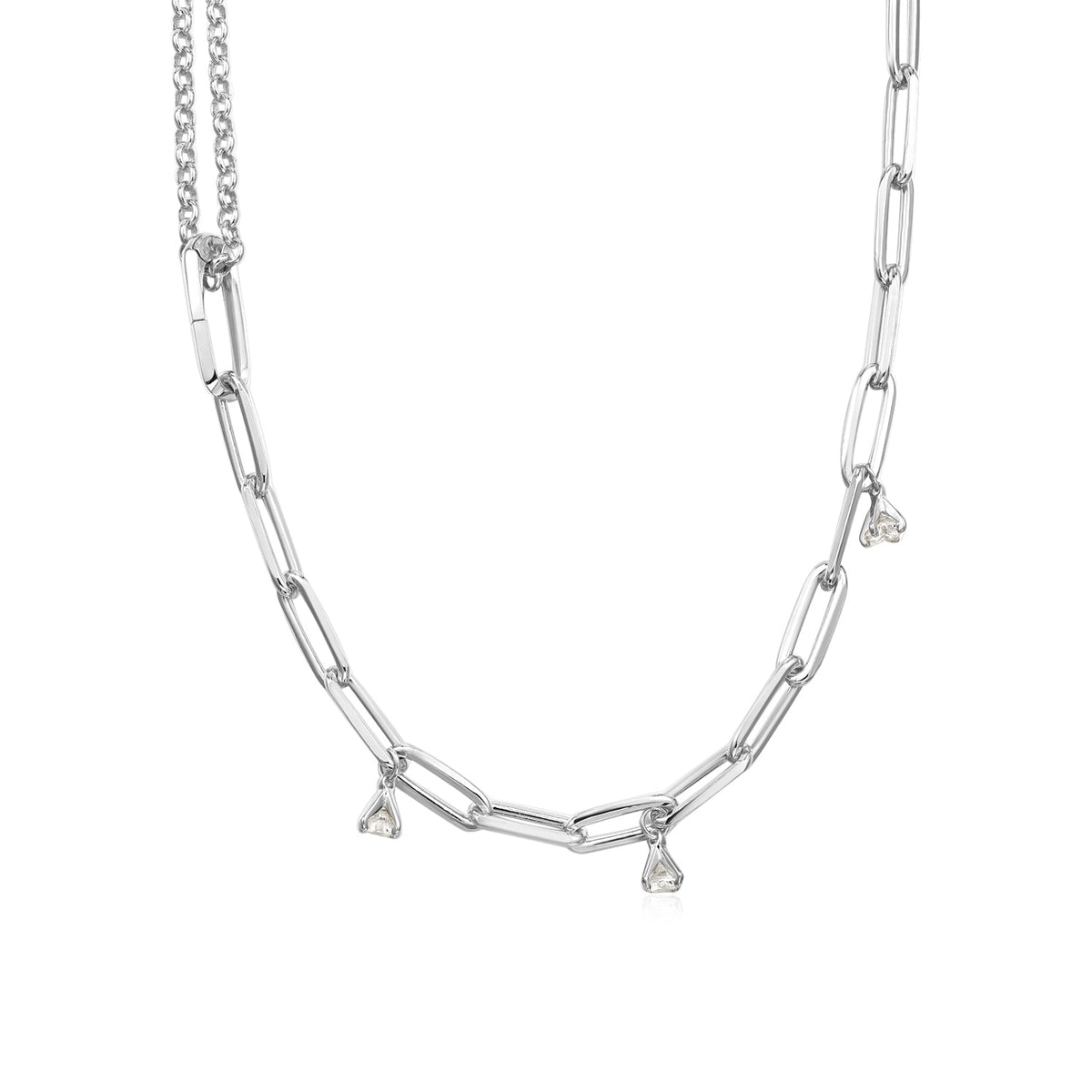 Lucina | Abiu Necklace | White CZ | Rhodium Plated Brass