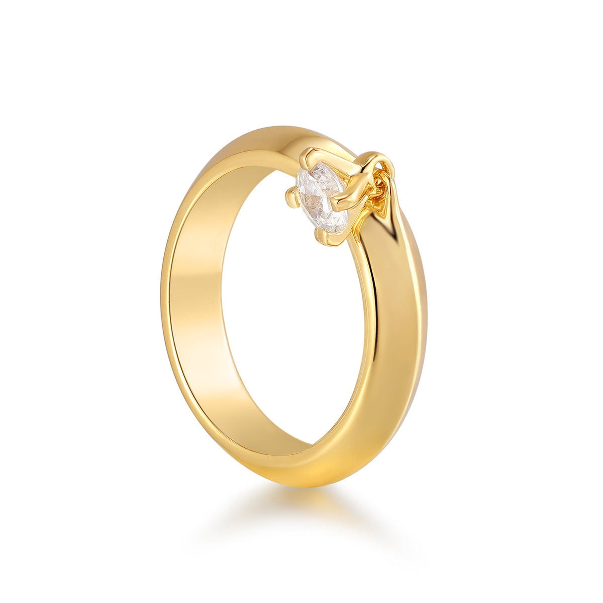 Lucina | Bilberry Ring | White CZ | 14K Gold Plated Brass