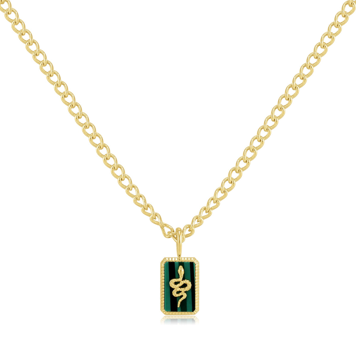 Lucina | Guava Necklace | Malachite | 14K Gold Plated Brass