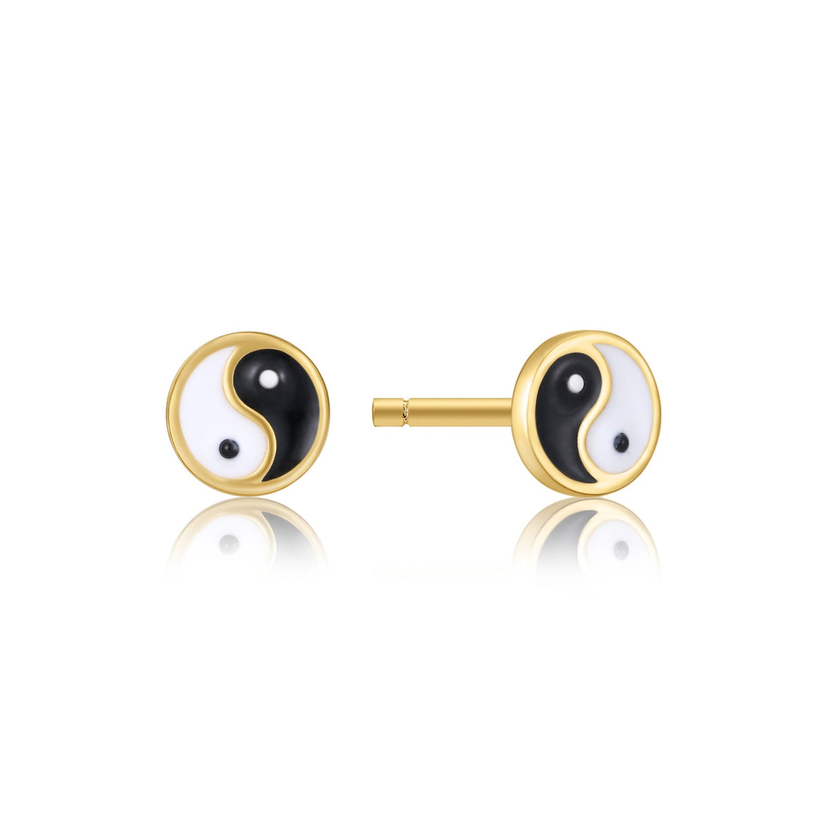 Happy Kids II | Loganberry Single Earring | White Enamel / Black Enamel | 14K Gold Plated 925 Silver