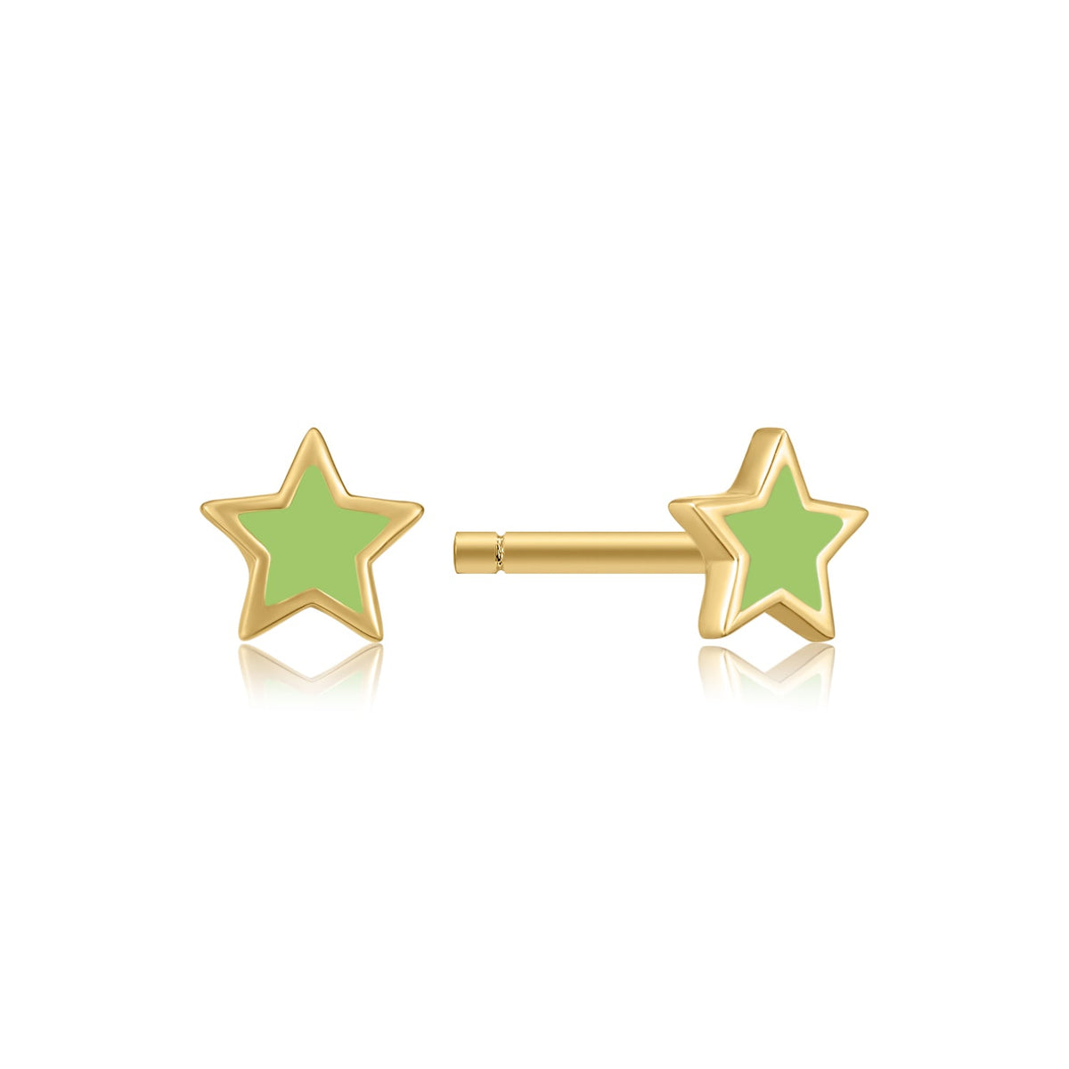 Happy Kids II | Tangerine Single Earring | Light Green Enamel | 14K Gold Plated 925 Silver