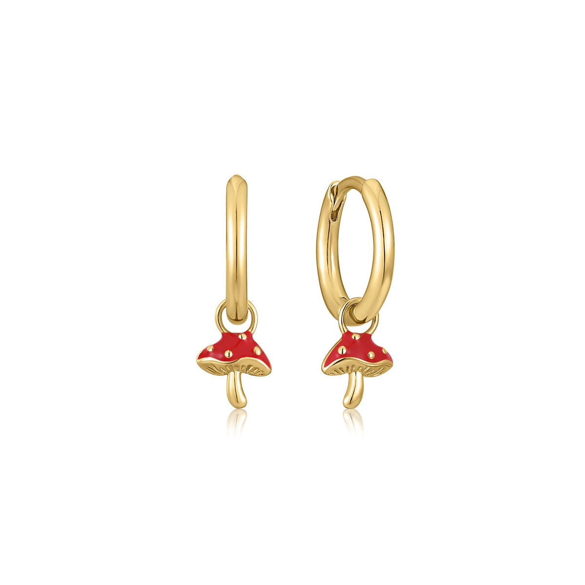 Happy Kids II | Clementine Single Earring | Red Enamel / White CZ | 14K Gold Plated 925 Silver