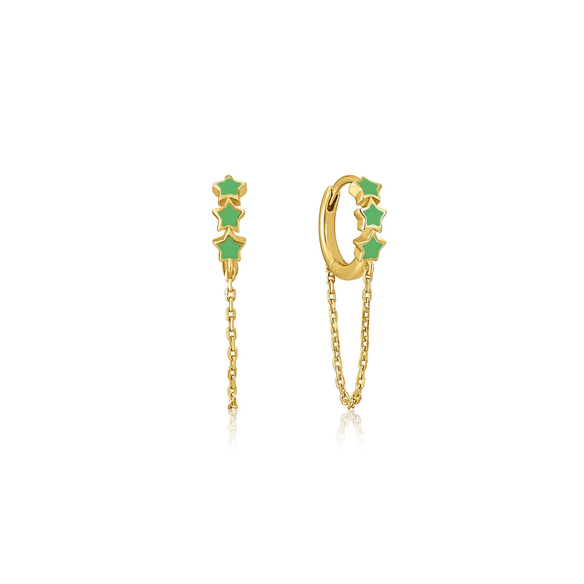 Happy Kids II | Passionfruit Single Earring | Green Enamel | 14K Gold Plated 925 Silver