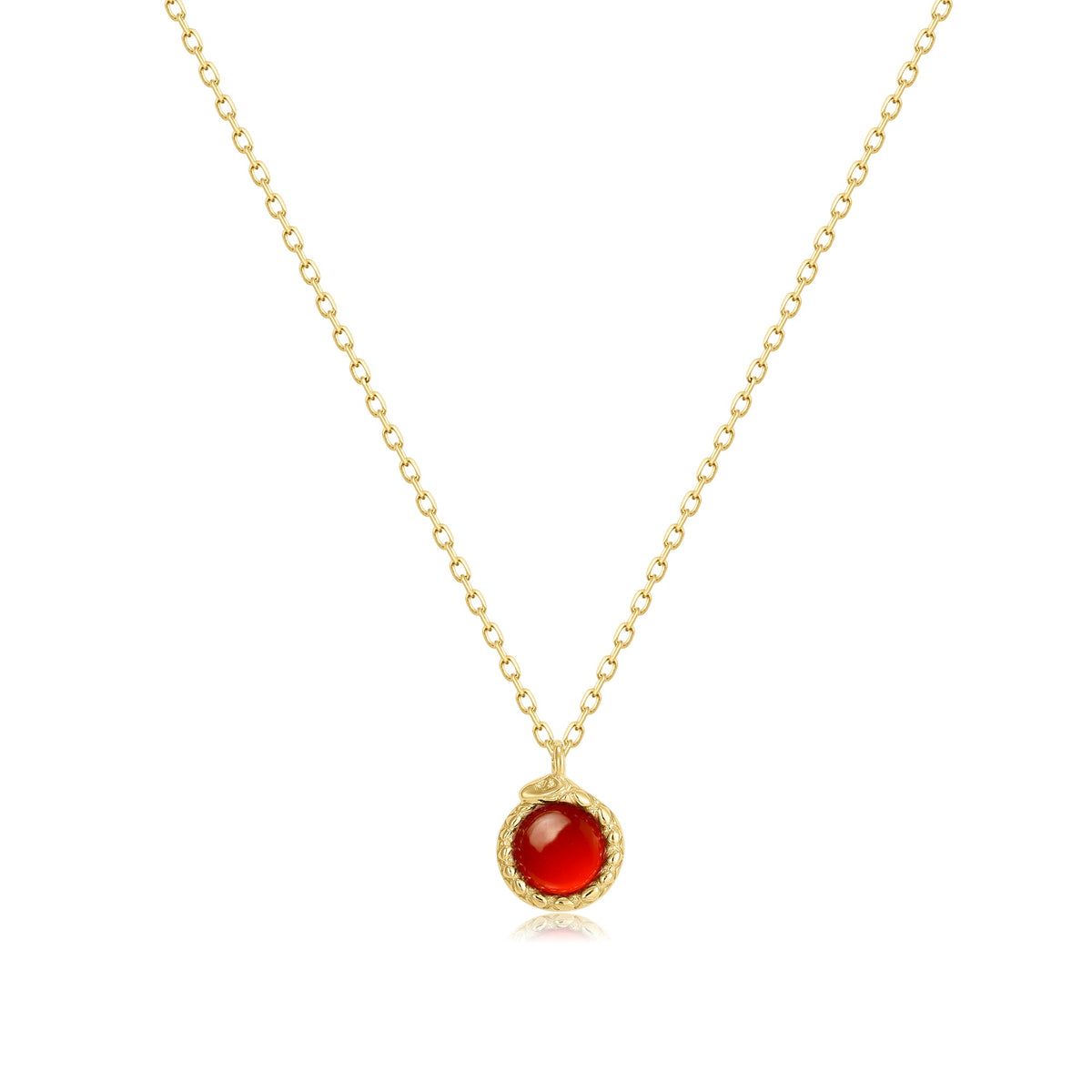 Cybele | Pear Necklace | Red Agate | 14K Gold Plated 925 Silver