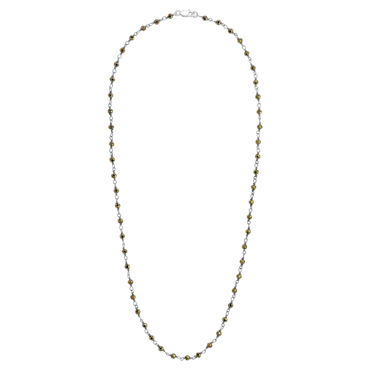Argentum - Short Necklace - Pyrite - White Rhodium Plated Silver