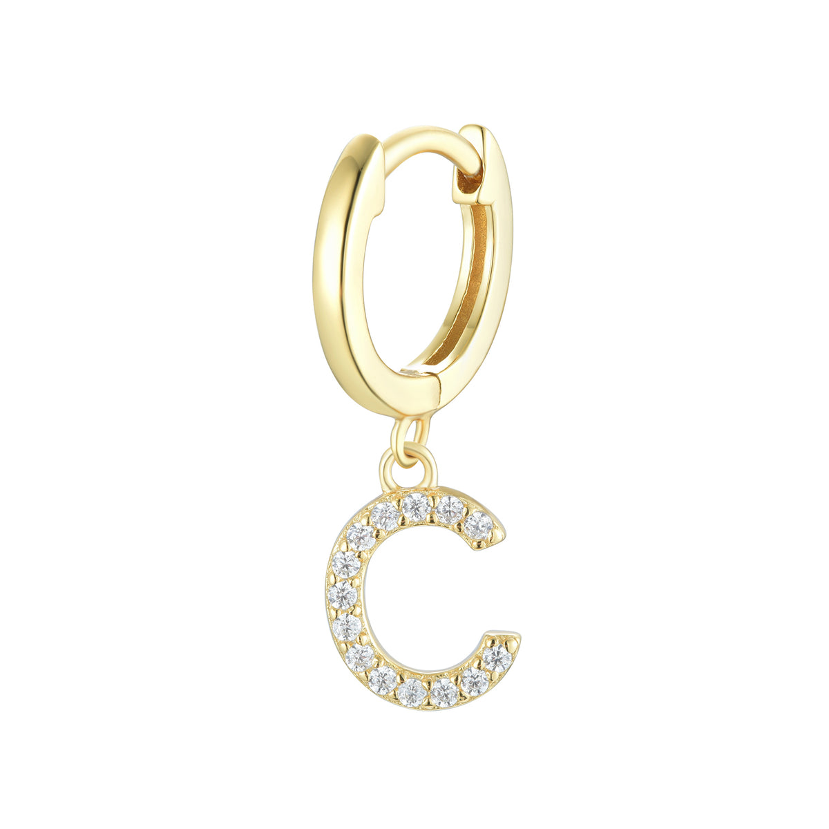 Magna | C Letter Single Earring | White CZ | 18K Gold Plated 925 Silver