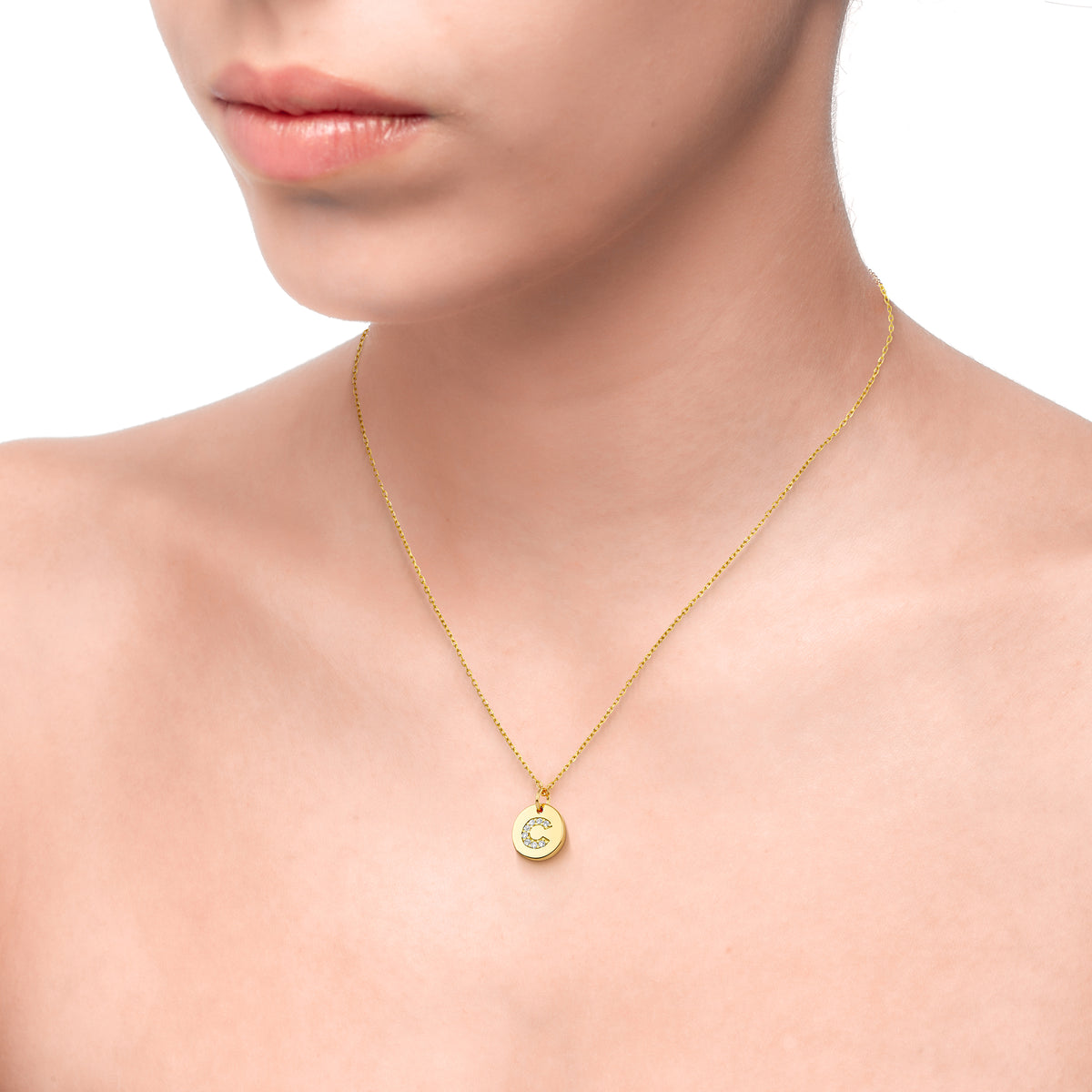 Magna | C Letter Necklace | White CZ | 18K Gold Plated 925 Silver