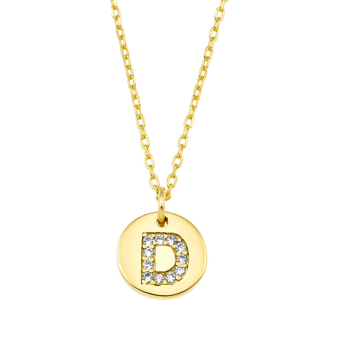 Magna | D Letter Necklace | White CZ | 18K Gold Plated 925 Silver