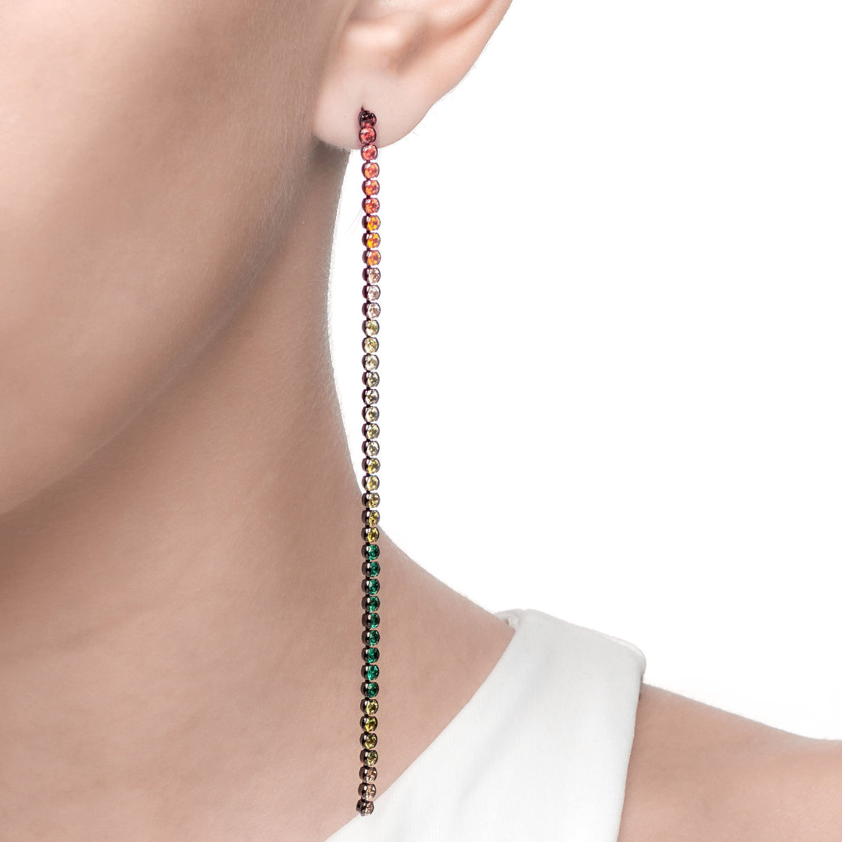 Ferentina | Macaron Earrings | 925 Silver | Multicolor CZ | Black Rhodium Plated