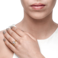 Ferentina | Brownie Ring | 925 Silver | White & Smokey CZ | 18K Gold Plated