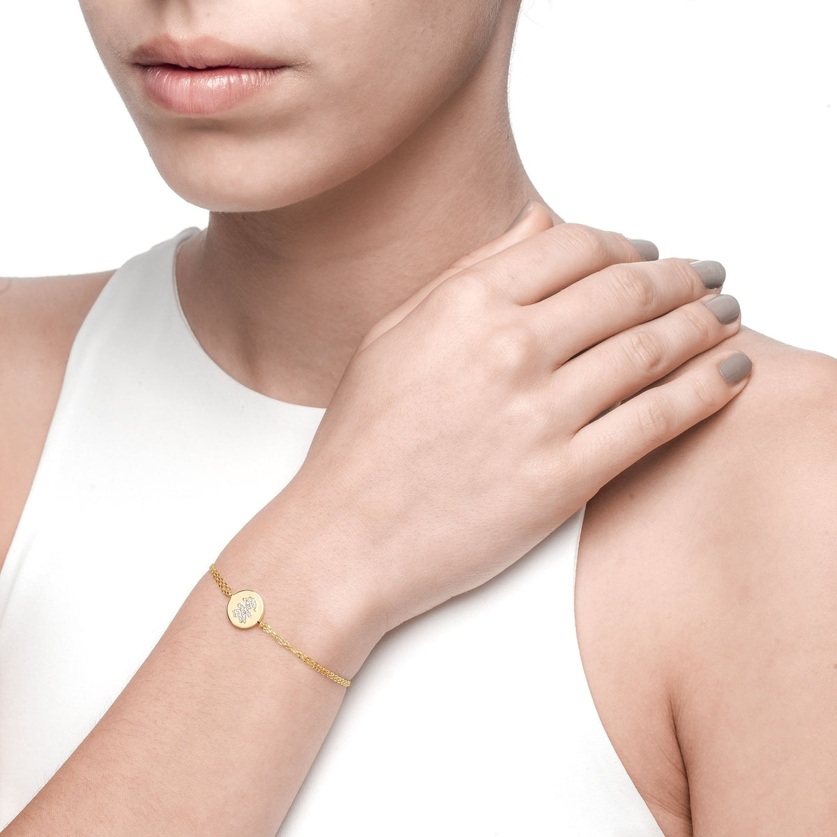 Ferentina | Gingerbread Bracelet | 925 Silver | White CZ | 18K Gold Plated