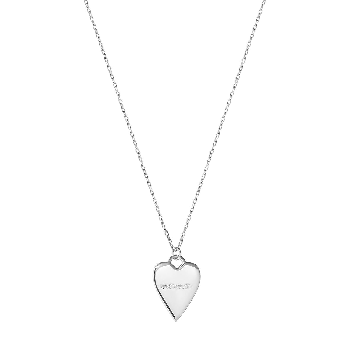 Abundantia | &quot;mama&quot; Heart Pendant | 14K White Gold