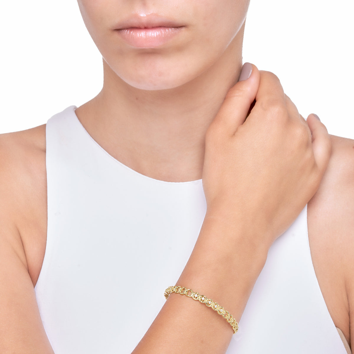Levana | Merope Bracelet | Cherry Blossom Enamel | Mother of Pearl | 925 Silver | 14K Gold Plated
