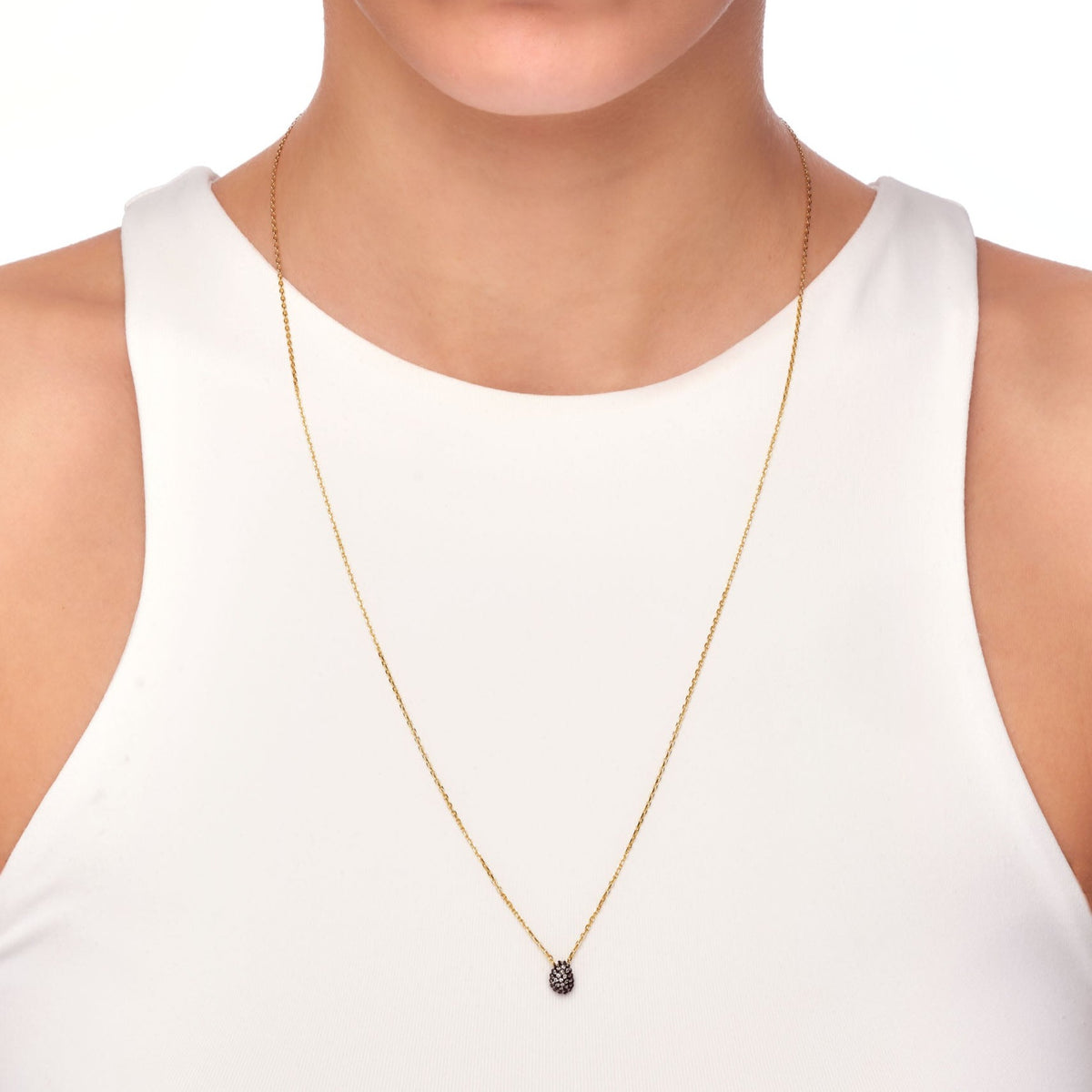 Mellonia | Greytwig Necklace | White CZ | Gold &amp; Black Rhodium Plated 925 Silver
