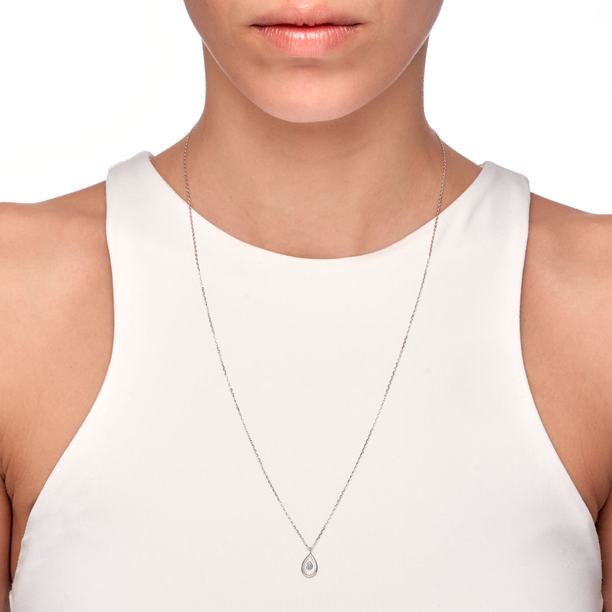 Mellonia | Laurel Necklace | Mother of Pearl &amp; Opal | White Rhodium Plated 925 Silver
