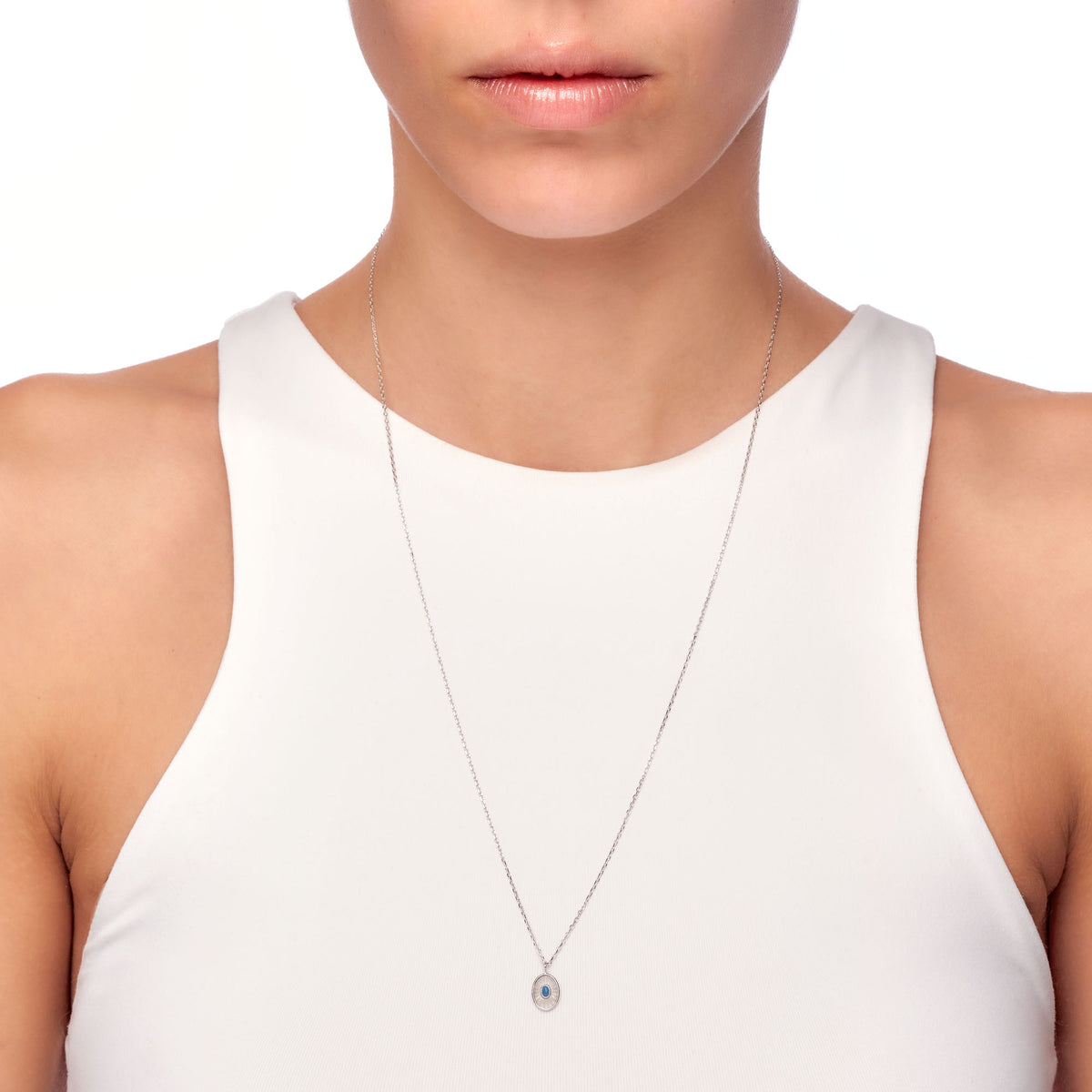 Mellonia | Madaga Necklace | Mother of Pearl &amp; Turquoise | White Rhodium Plated 925 Silver