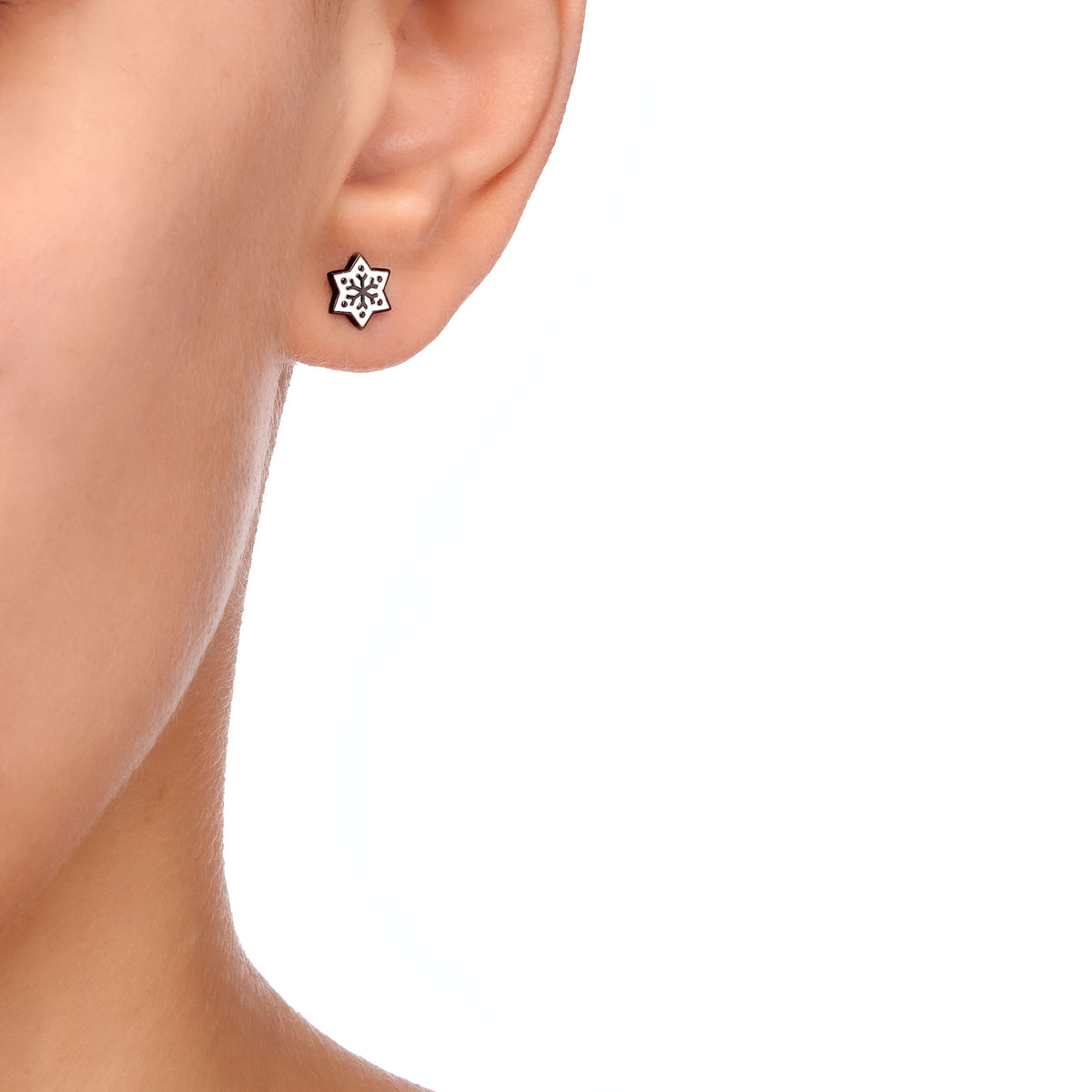 Mellonia | Mangrove Studs | White Enamel | Black Rhodium Plated 925 Silver