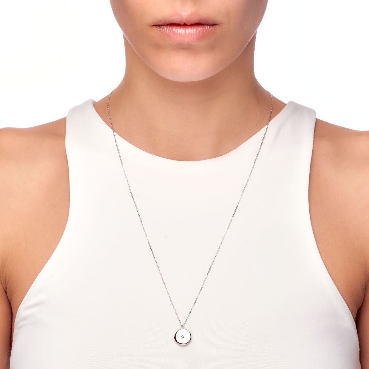 Mellonia | Pernambuco Necklace | White CZ | White Rhodium Plated 925 Silver