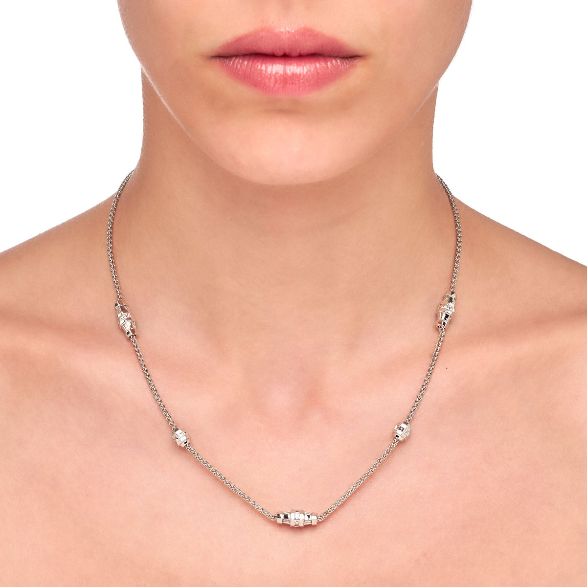 Lucina | Chico Necklace | White CZ | Rhodium Plated Brass