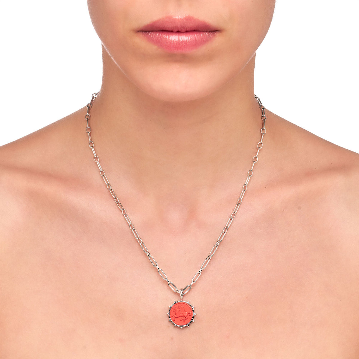 Lucina | Grapefruit Necklace | Corallite | Rhodium Plated Brass