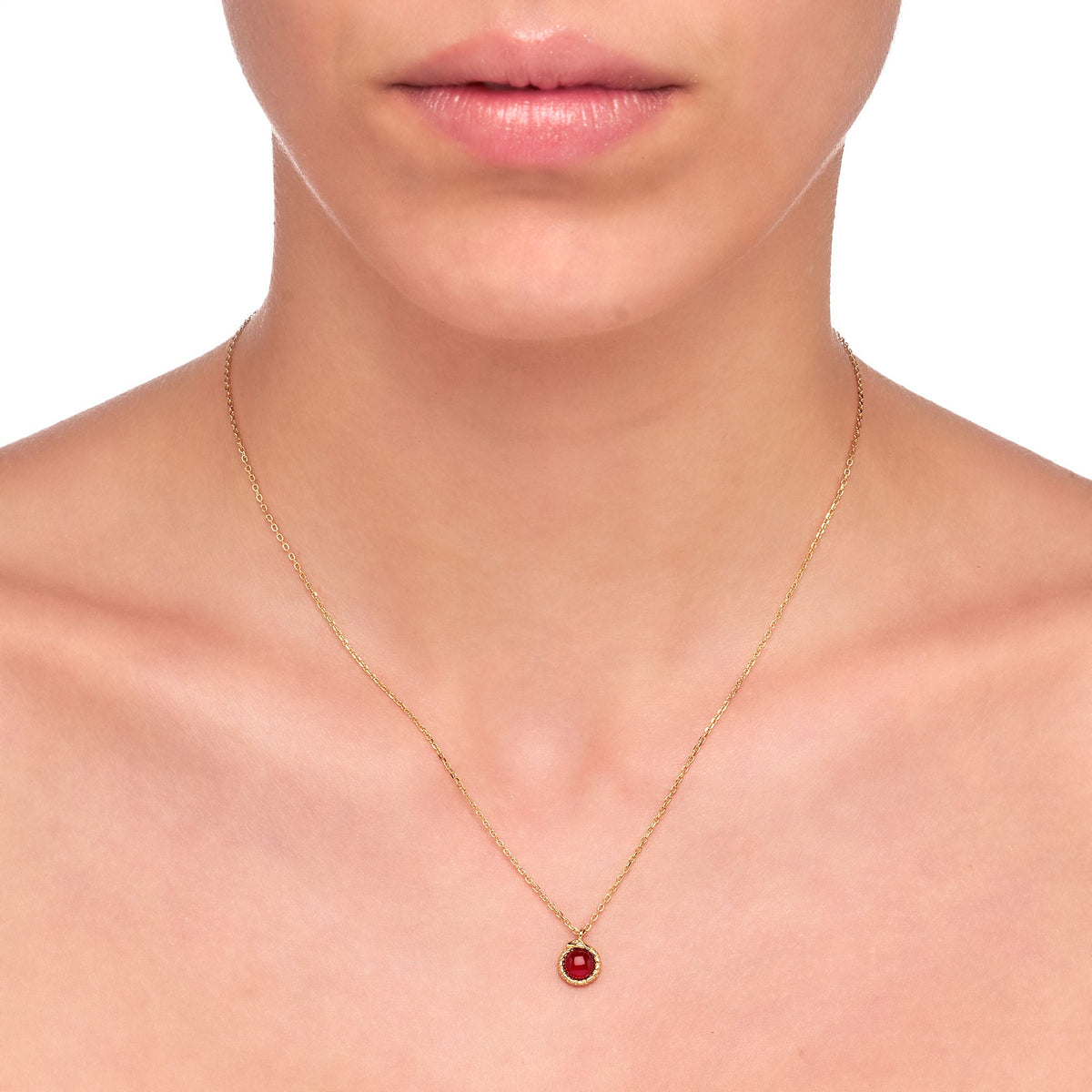 Cybele | Pear Necklace | Red Agate | 14K Gold Plated 925 Silver