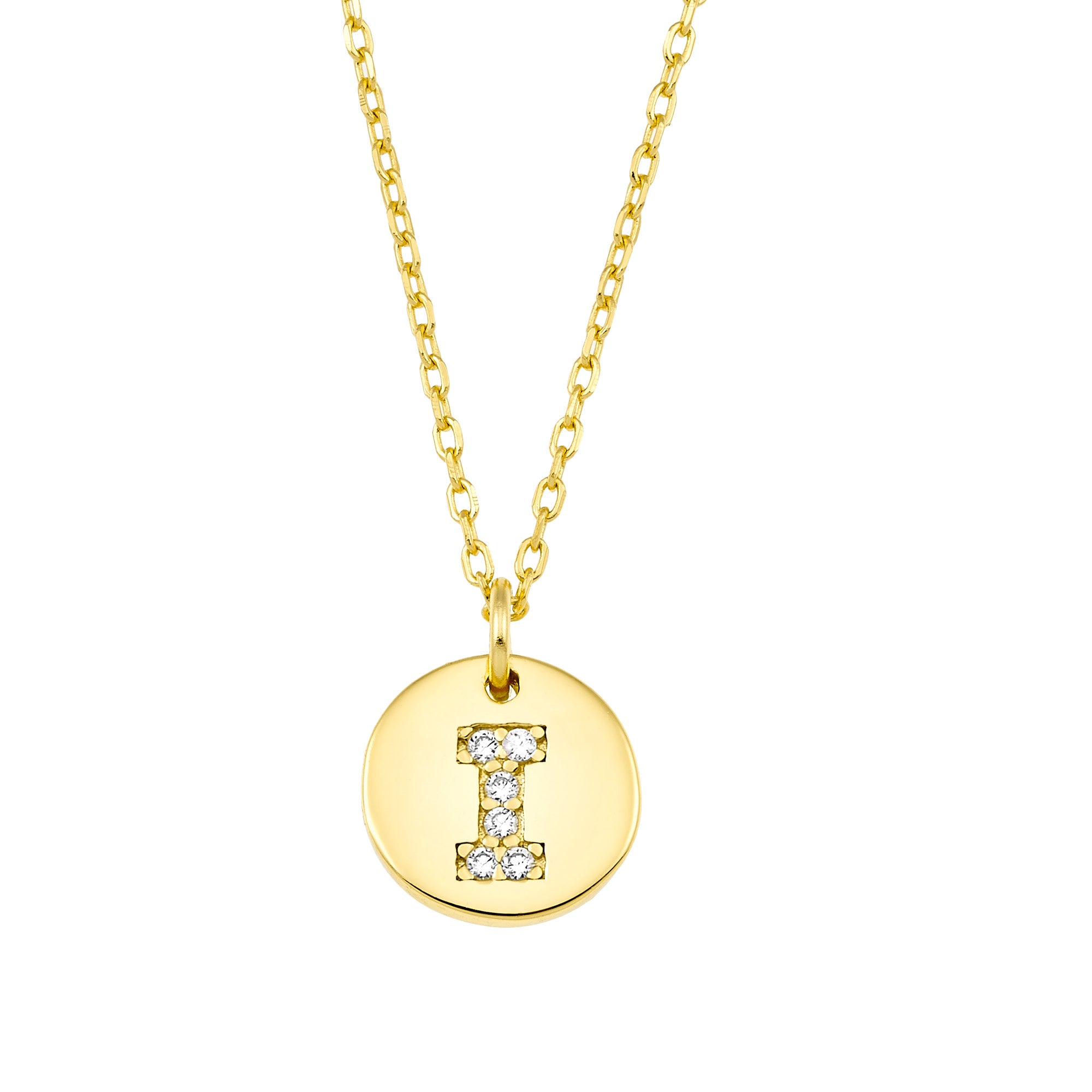Magna I Letter Necklace White CZ 18K Gold Plated 925 Silver