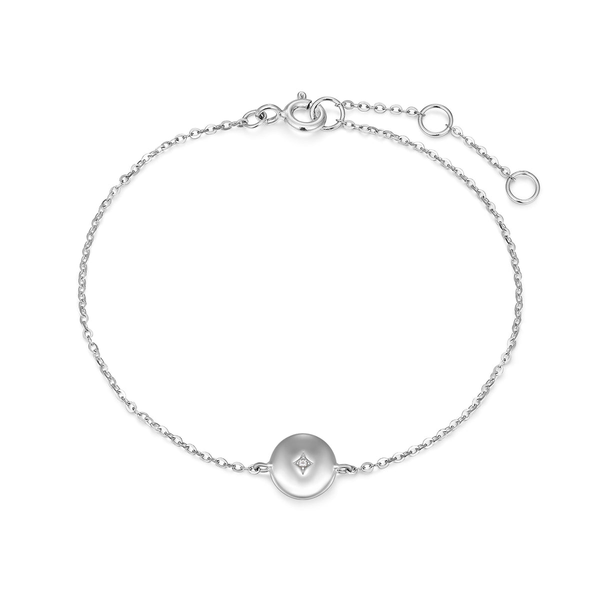 Mellonia | Nalita Bracelet | White Saltwater Shell, White CZ and Glass | White Rhodium Plated 925 Silver