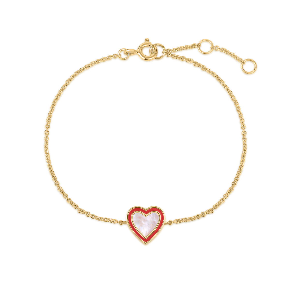 Levana | Merope Bracelet | Fiery Red Enamel | Mother of Pearl | 925 Silver | 14K Gold Plated