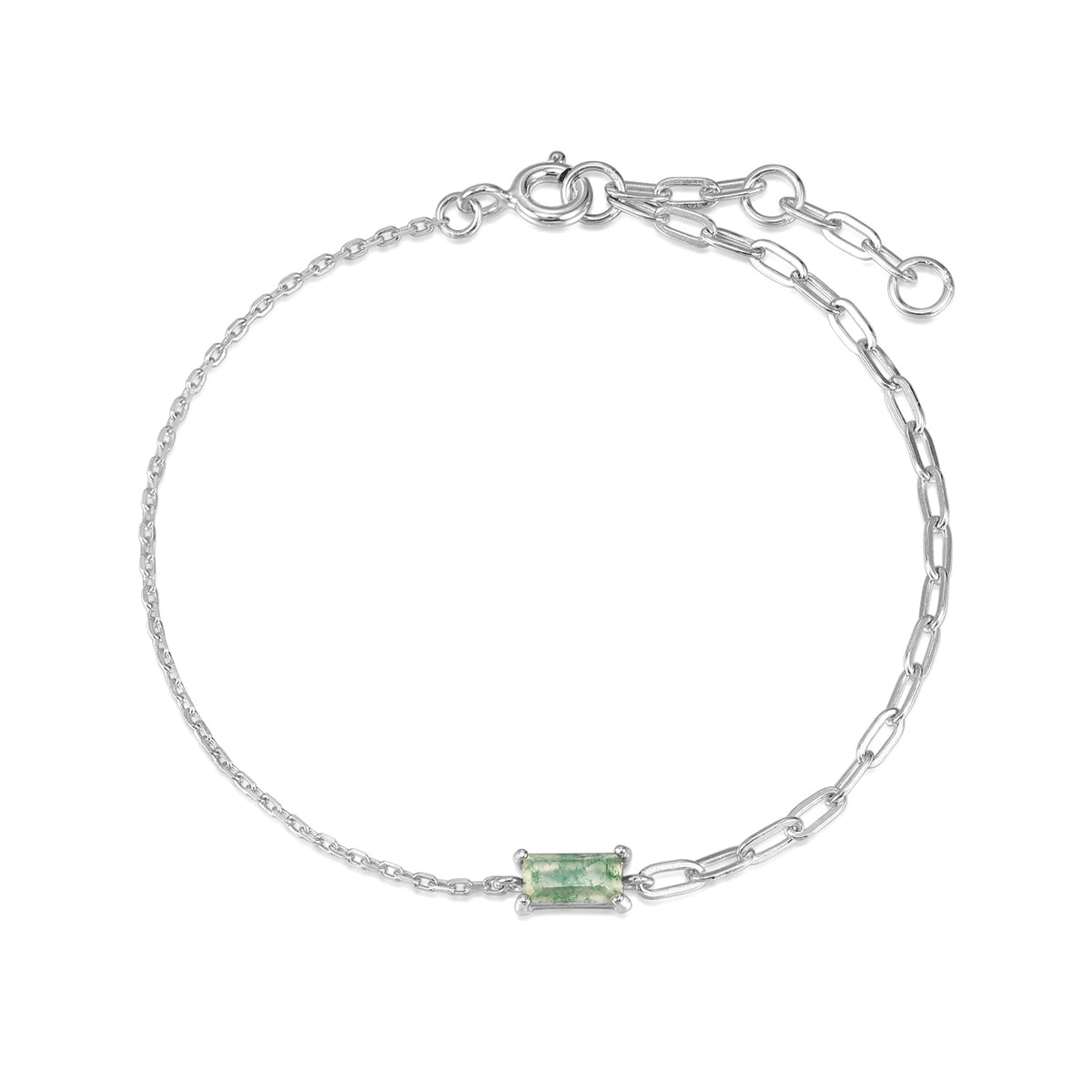 Mellonia | Tala Bracelet | Aquatic Agate | White Rhodium Plated 925 Silver