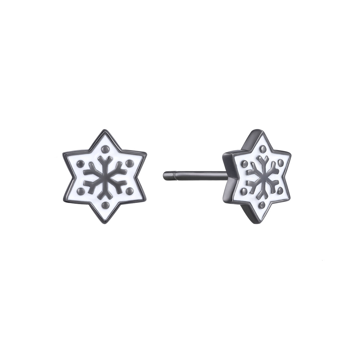 Mellonia | Mangrove Studs | White Enamel | Black Rhodium Plated 925 Silver