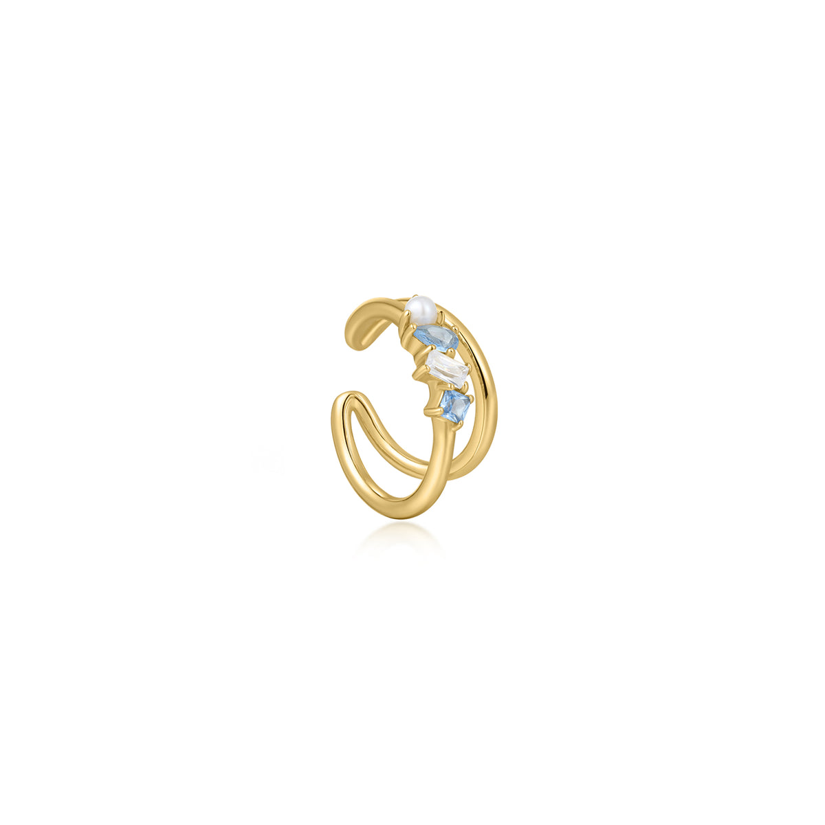 Levana | Calypso Earcuff | Light Blue CZ &amp; White CZ | 925 Silver | 14K Gold Plated