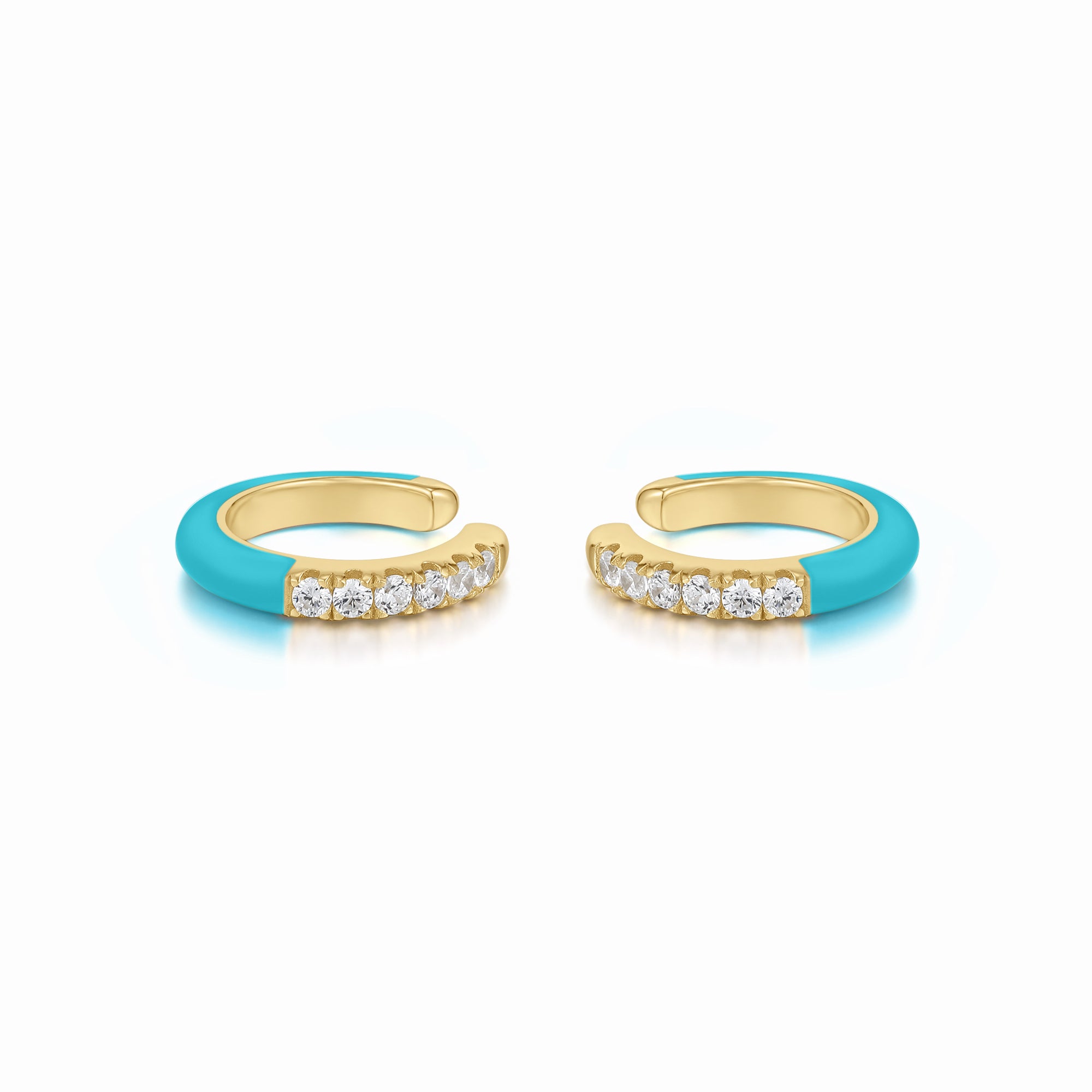 Cardea | Morel Earrings | 925 Silver | Turquoise Enamel & White CZ | 14K Gold Plated