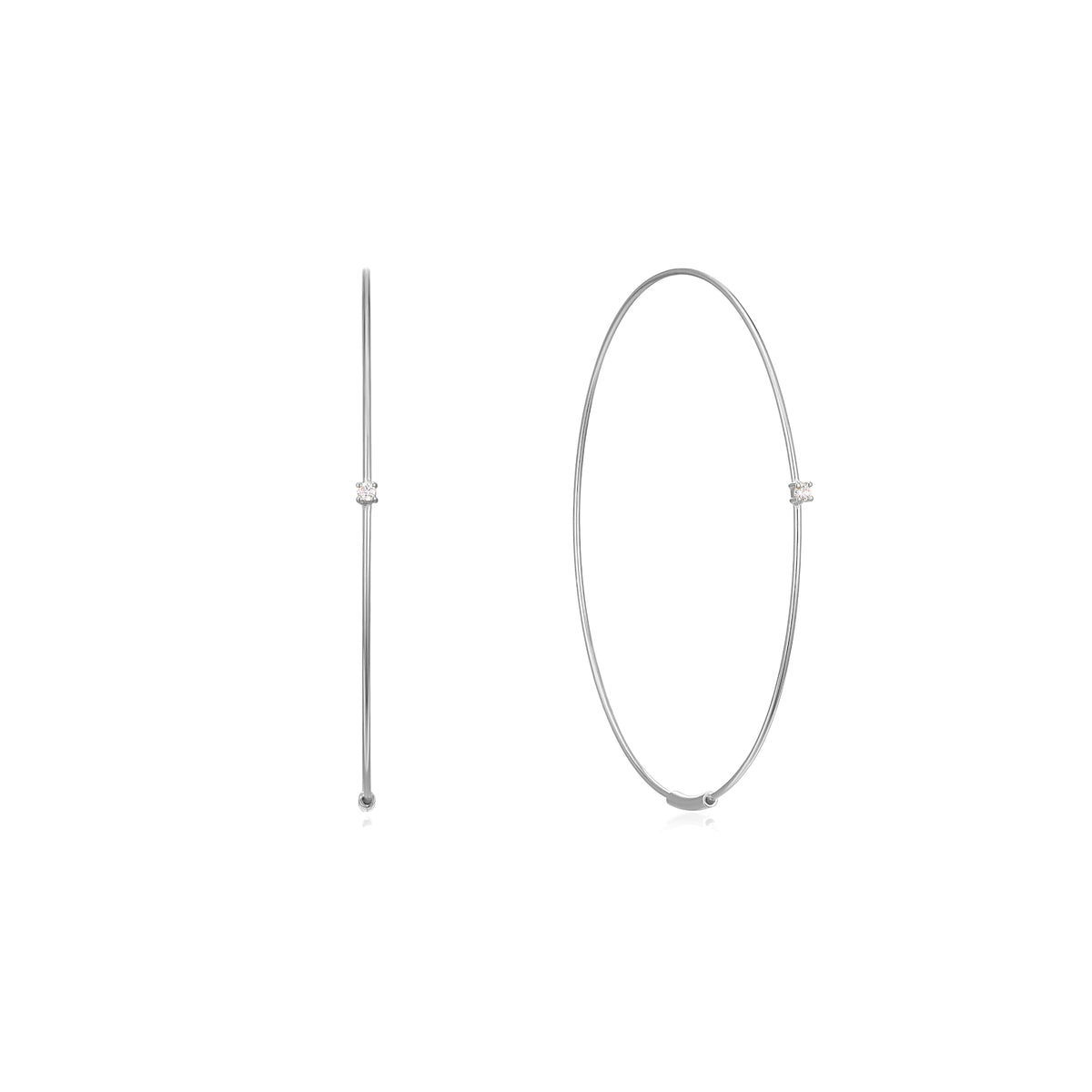 Poena | Choqa Earring | White CZ | White Rhodium Plated Steel Filled 925 Silver