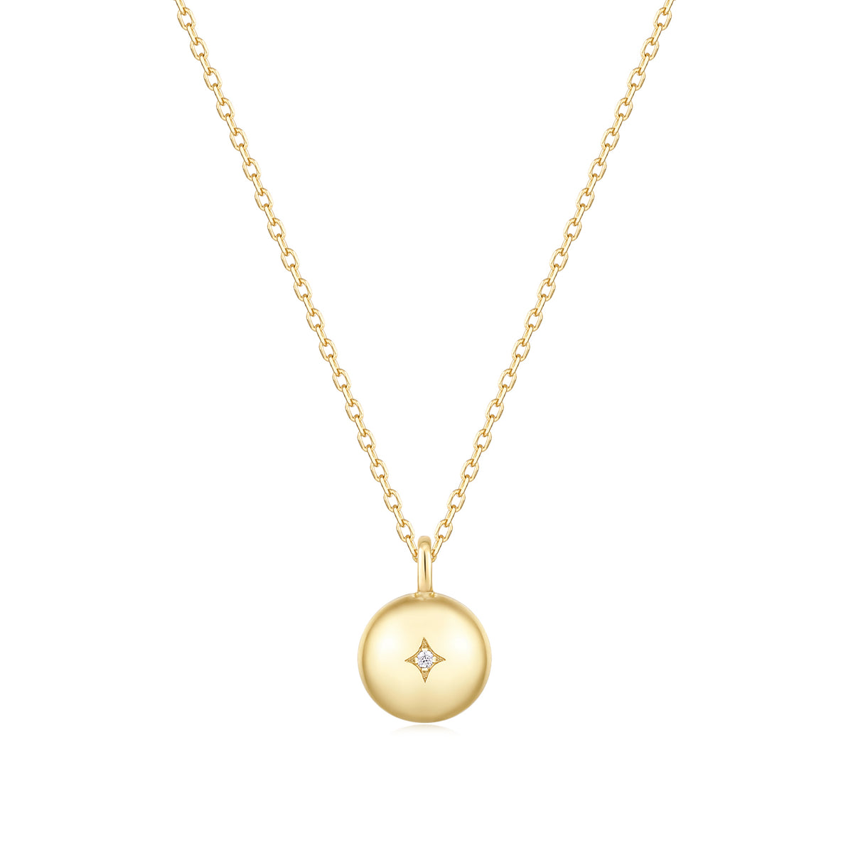 Mellonia | Padauk Necklace | Pink Saltwater Shell, White CZ and Glass | Gold Plated 925 Silver