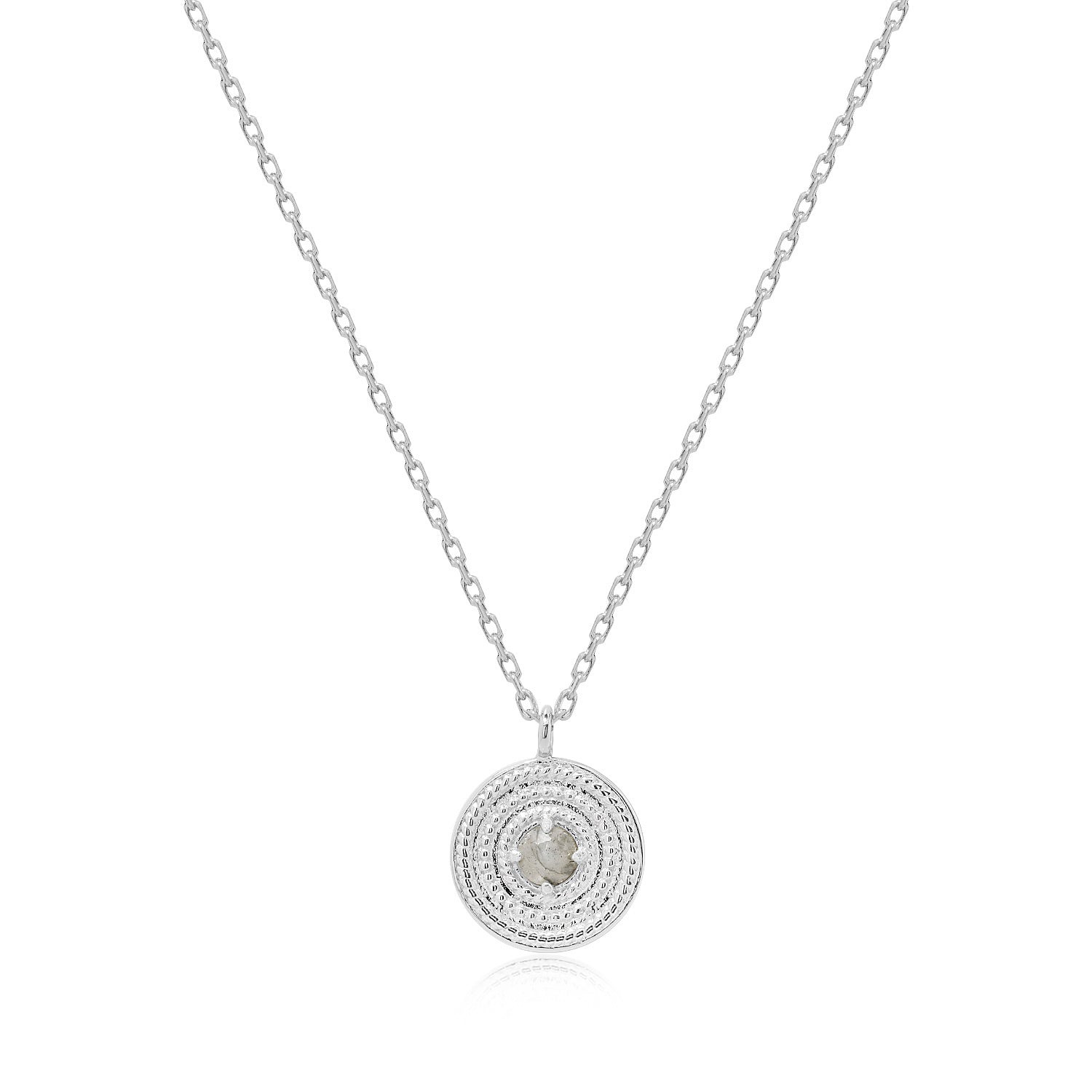 Poena | Kinabalu Necklace | Labradorite | White Rhodium Plated 925 Silver