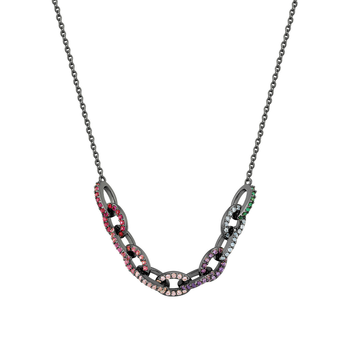 Egeria | Orchid Necklace | Multicolour | Black Rhodium Plated 925 Silver