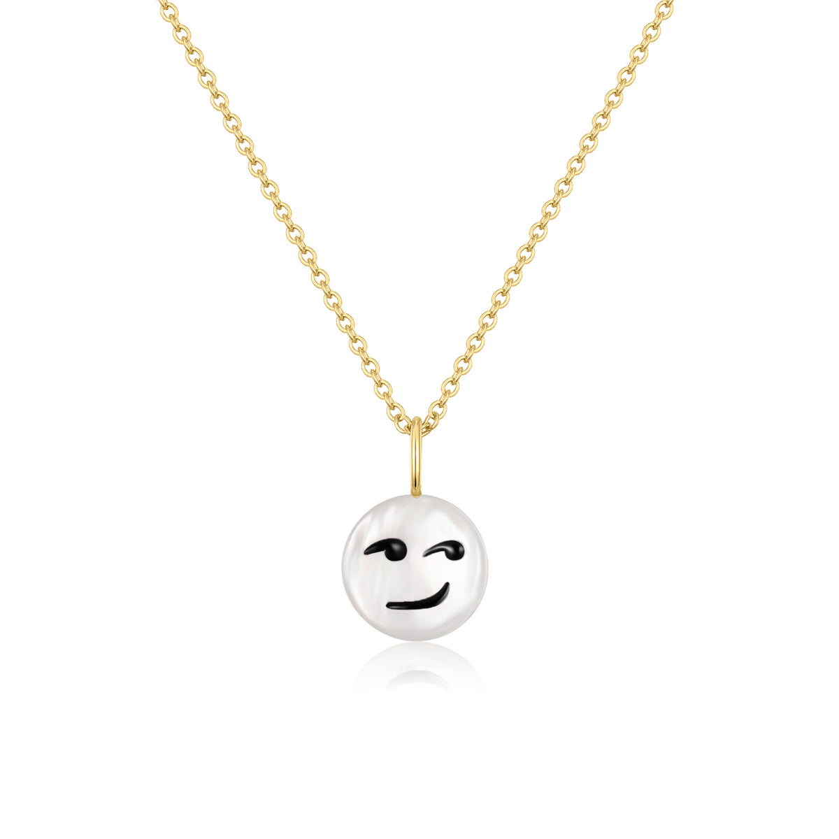 Happy Kids | Smirk Pendant | White Mother of Pearl | 14K Gold Plated 925 Silver