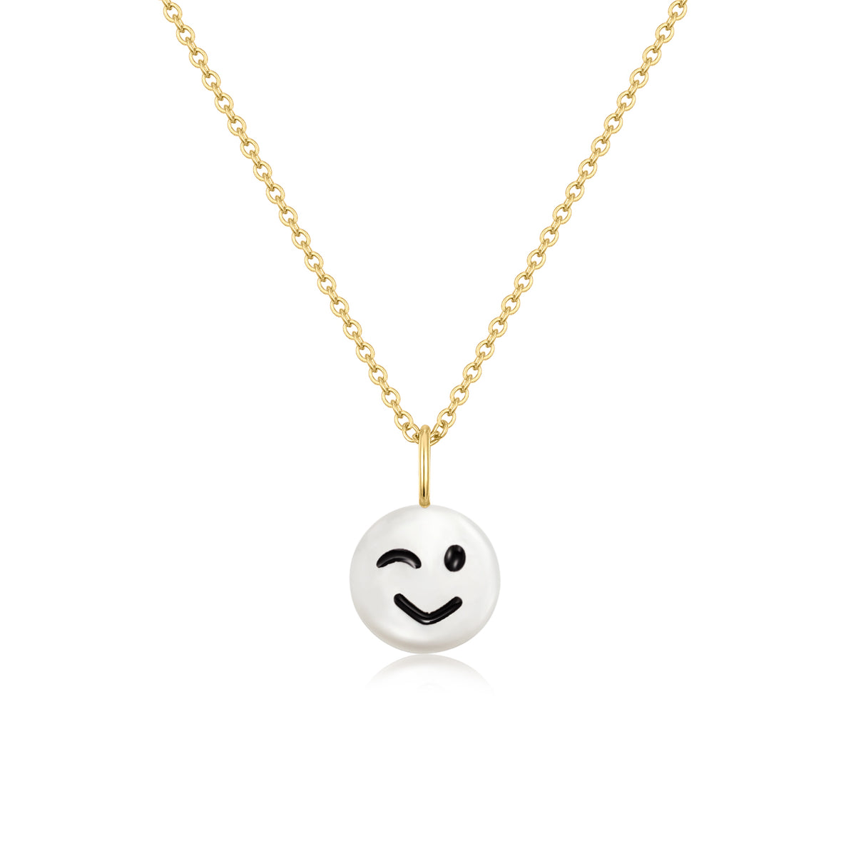 Happy Kids | Wink Pendant | White Mother of Pearl | 14K Gold Plated 925 Silver