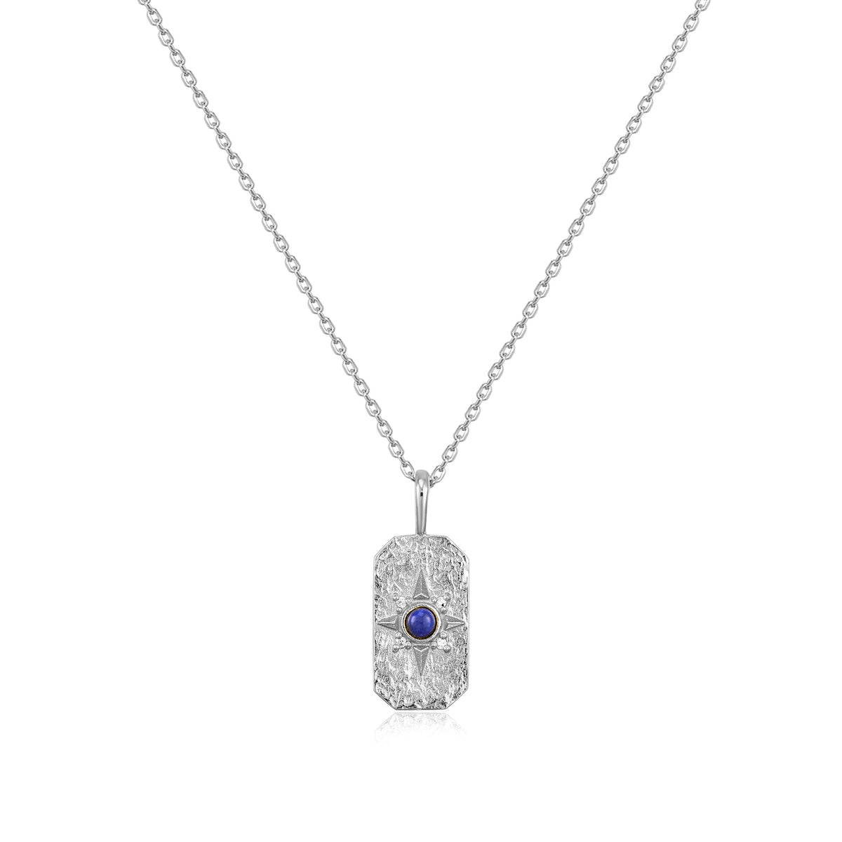 Mellonia | Jatoba Necklace | Lapis Lazuli &amp; White CZ | White Rhodium Plated 925 Silver