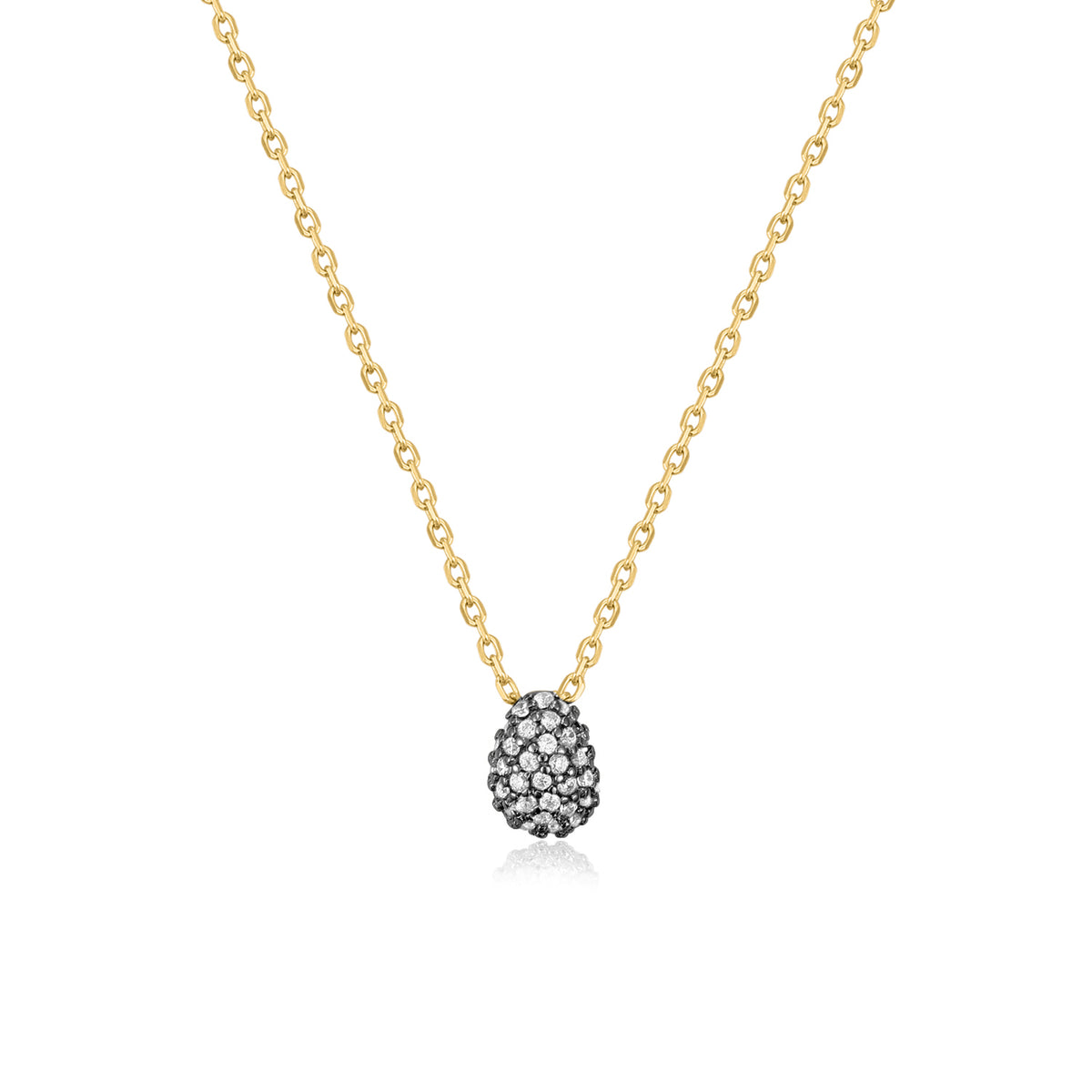 Mellonia | Greytwig Necklace | White CZ | Gold &amp; Black Rhodium Plated 925 Silver