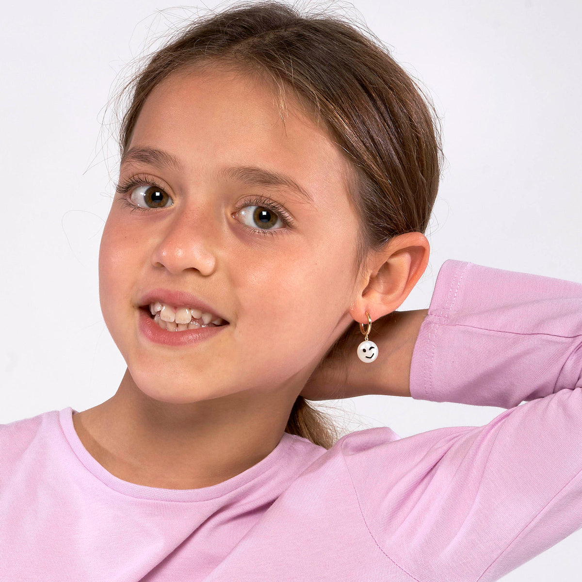 Happy Kids | Wink Single Earring | White Mother of Pearl | 14K Gold Plated 925 Silver