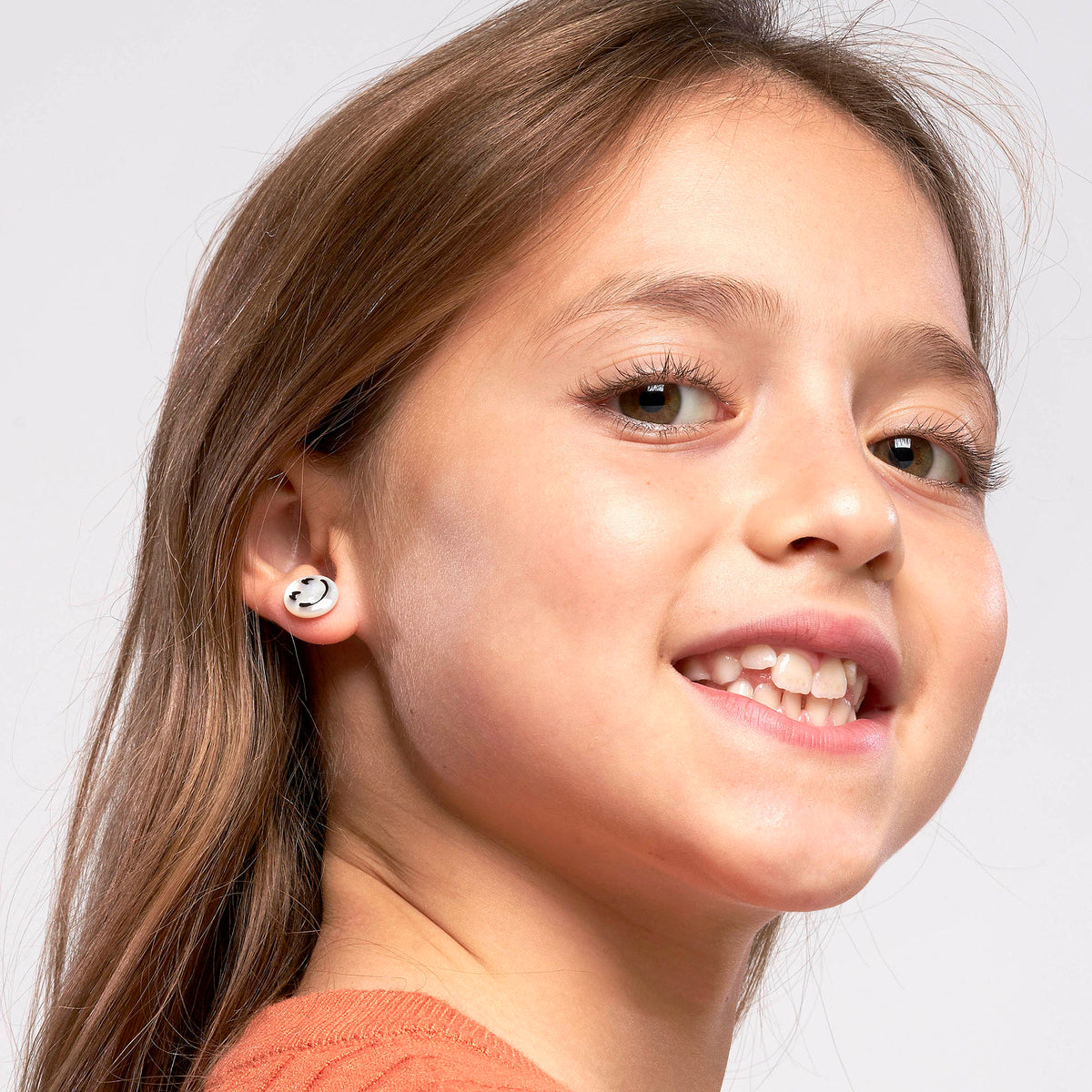Happy Kids | Smile Single Stud | White Mother of Pearl | 14K Gold Plated 925 Silver