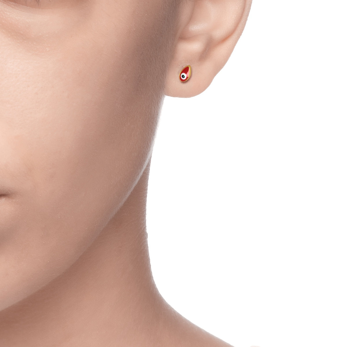 MATI | Drop Studs | Red Enamel | 18K Gold Plated 925 Silver