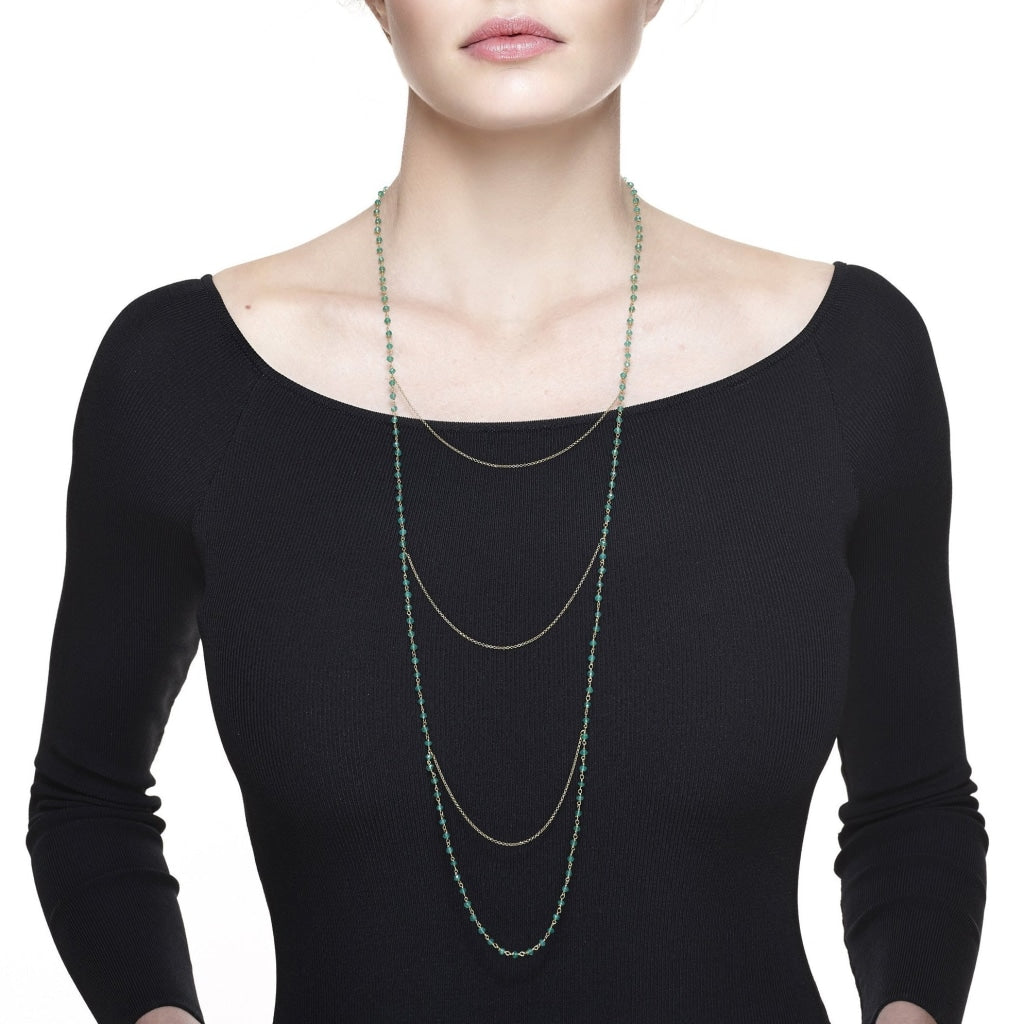 Argentum Draped Necklace - Green Onyx - Gold Plated Silver - Spirito Rosa | Βραβευμένα Κοσμήματα σε Απίστευτες Τιμές